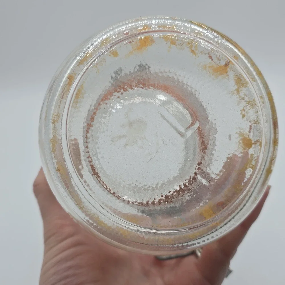 Vintage glass canister with wheat design Lid is stamped arc France